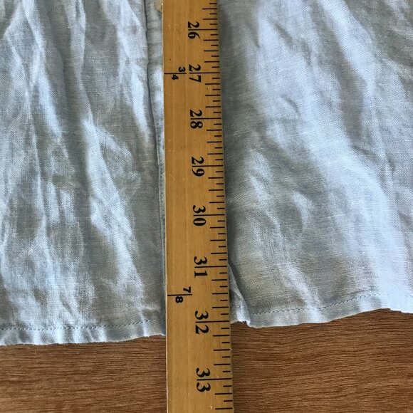 Tahari 100% Linen Top Women S Blue Button Up Pocket Long Sleeve Collared 17035 - Picture 6 of 15